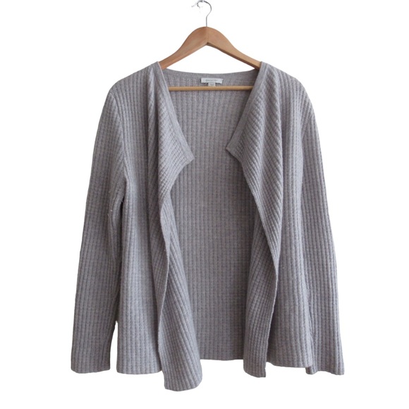Garnet Hill Sweaters - Garnet Hill Grey Cashmere Cardigan Sweater Size Large Open Front Long Line